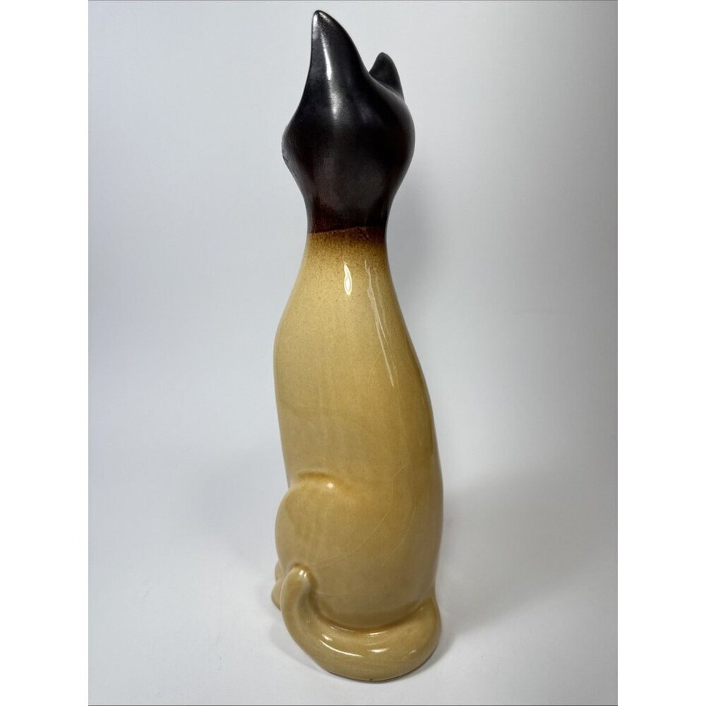 Vtg mcm Ceramic Long 11” Siamese Cat Figure Kitschy Cute - Picture 6 of 10